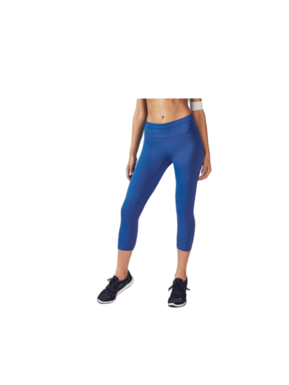Fabletics Gia PowerLite Capri Leggings Blue Zip Phone Pocket UPF Yoga Pants